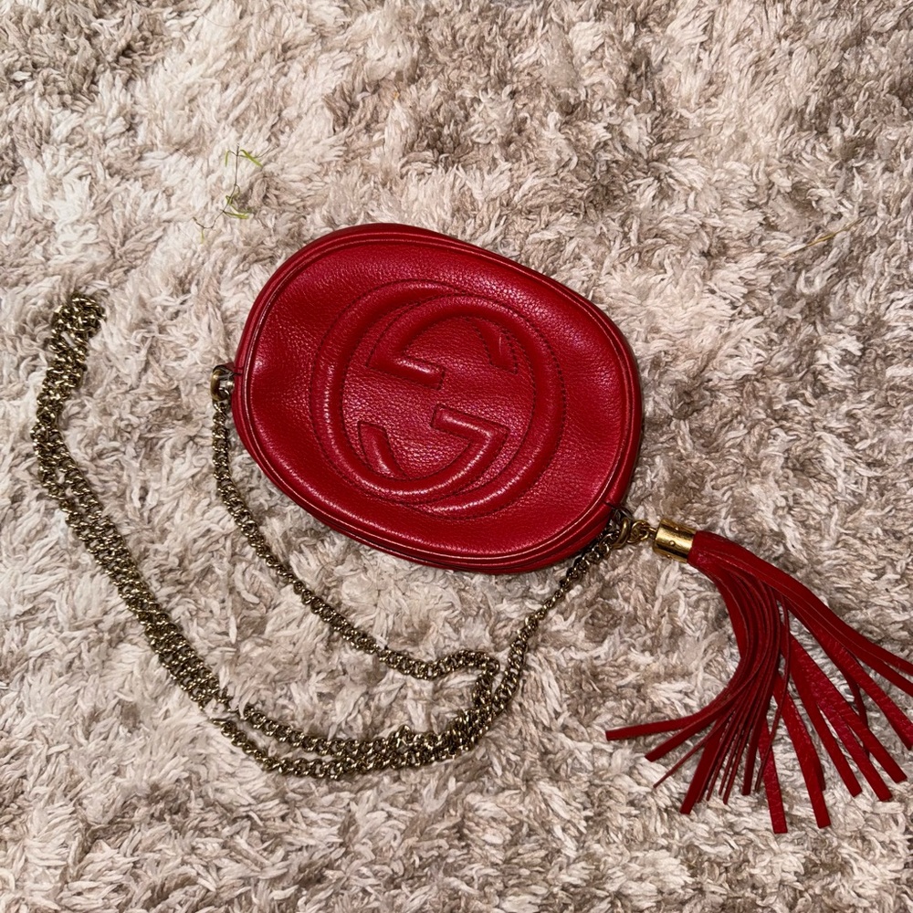 Red Soho Chain Leather Crossbody Bag